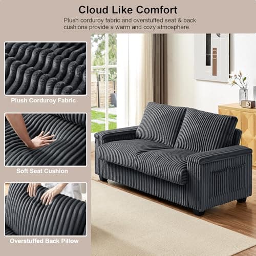 KIVENJAJA 71" Cloud Fluffy Loveseat with Storage and USB, Dark Grey