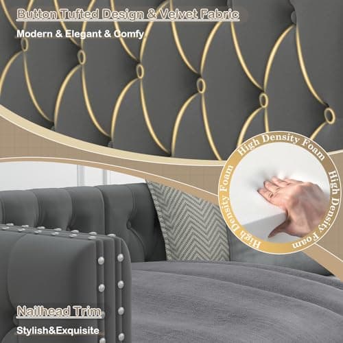 Velvet Upholstered Twin Daybed with Storage Drawers and Nailhead Trim