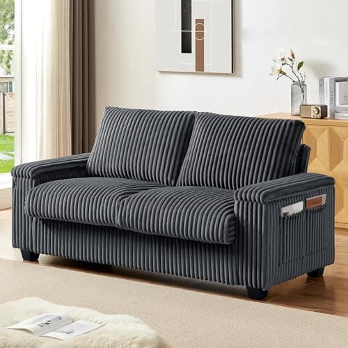 KIVENJAJA 71" Cloud Fluffy Loveseat with Storage and USB, Dark Grey