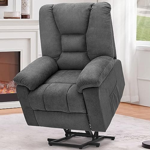 Power Lift Recliner with Massage for Elderly, Blue Grey