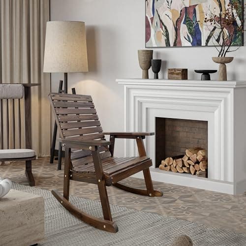 High-back Wooden Rocking Chair for Indoor and Outdoor Use