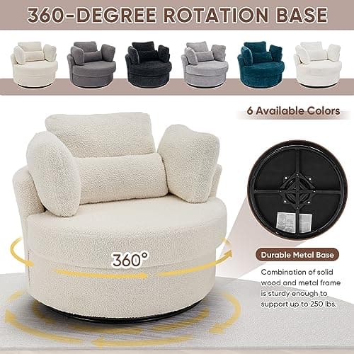 Oversized Swivel Chair with Ottoman for Nursery, Living Room, Bedroom, Office