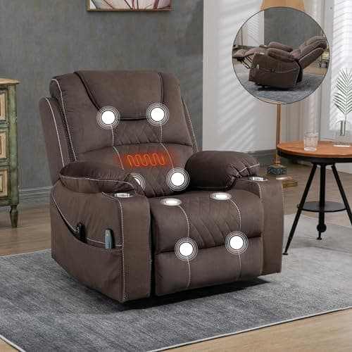 Power Lift Recliner Chair with Massage and Heat for Elderly, Oversized Boy Lazy Electric Recliner - Dark Grey
