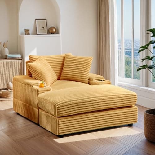 Oversized Chaise Lounge Chair with Ottoman and Storage for Living Room or Office (Grey)