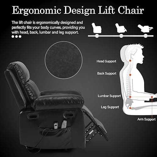 Electric Power Lift Recliner Chair with Massage and Heating for Elderly Adults