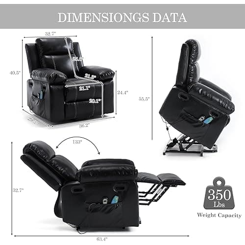 Electric Power Lift Recliner Chair with Massage and Heating for Elderly Adults