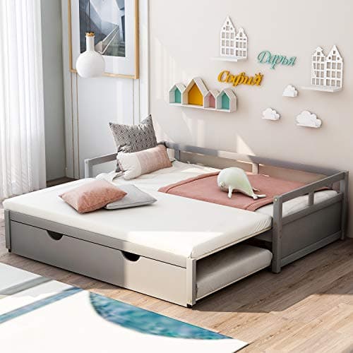 Velvet Daybed with Storage Drawers and Striped Headboard Design