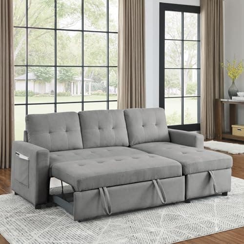 Modern Modular Sectional Sofa with Reversible Chaise, Convertible 3-Seat Couch, Comfy Upholstery in Grey