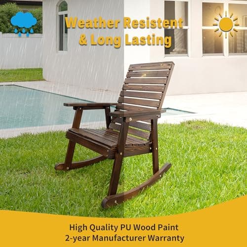 High-back Wooden Rocking Chair for Indoor and Outdoor Use