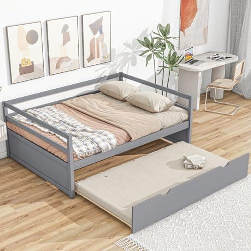 Velvet Daybed with Storage Drawers and Striped Headboard Design