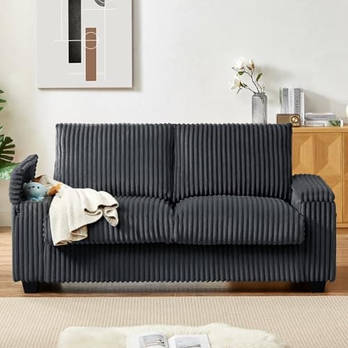 KIVENJAJA 71" Cloud Fluffy Loveseat with Storage and USB, Dark Grey