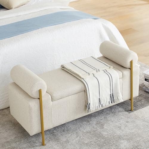 Storage Ottoman Bench with Gold Legs