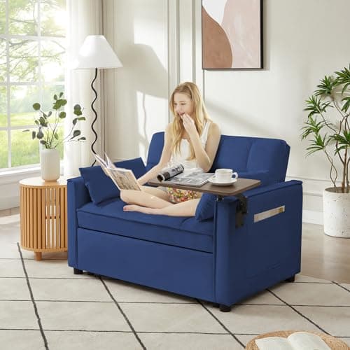3 in 1 Sleeper Sofa Bed with Reclining Backrest & Table