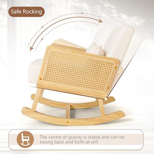 Wooden Rocking Chair with Washable Cushions for Outdoor and Indoor Use