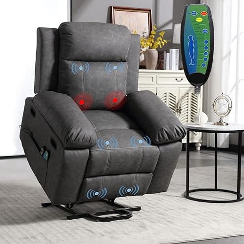 Electric Power Lift Recliner Chair with Massage and Heating for Elderly Adults