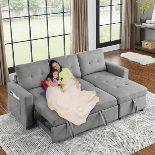 Modern Modular Sectional Sofa with Reversible Chaise, Convertible 3-Seat Couch, Comfy Upholstery in Grey