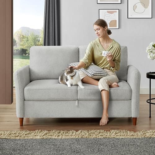 Light Gray 56.5" 2-Seater Loveseat with Storage