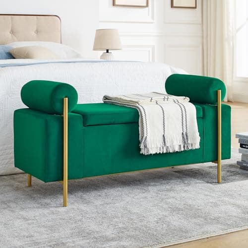 Storage Ottoman Bench with Gold Legs
