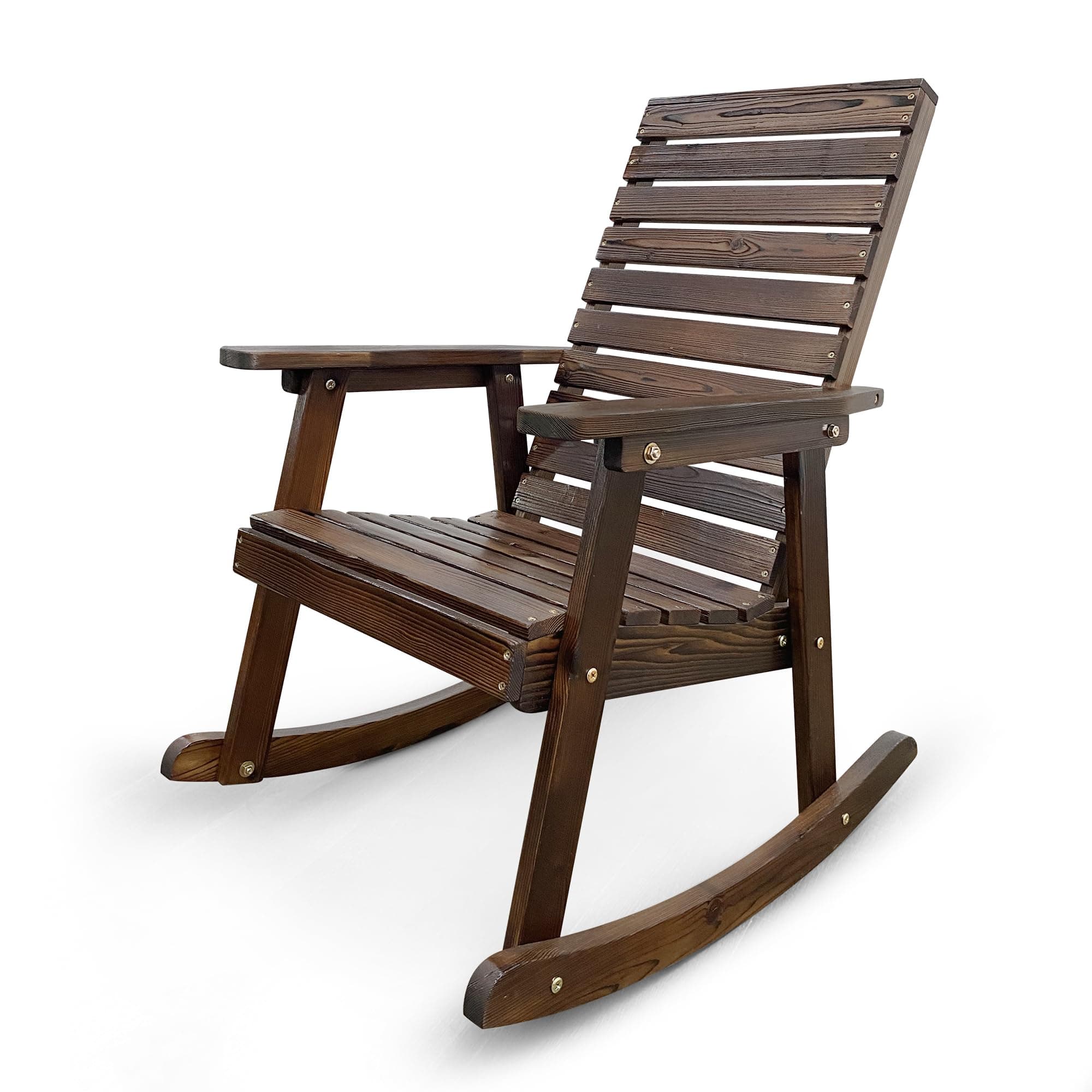High-back Wooden Rocking Chair for Indoor and Outdoor Use