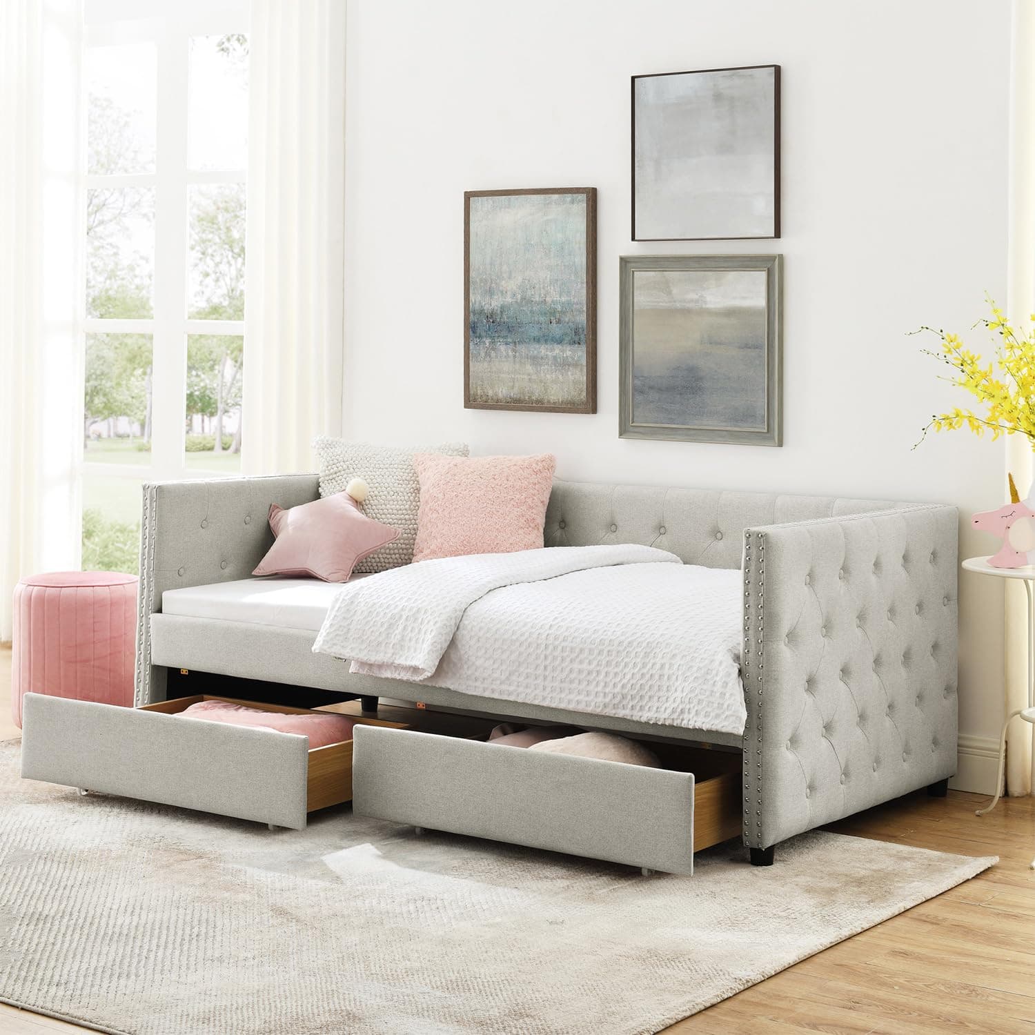 JEEOHEY Twin Daybed with Storage and Drawers