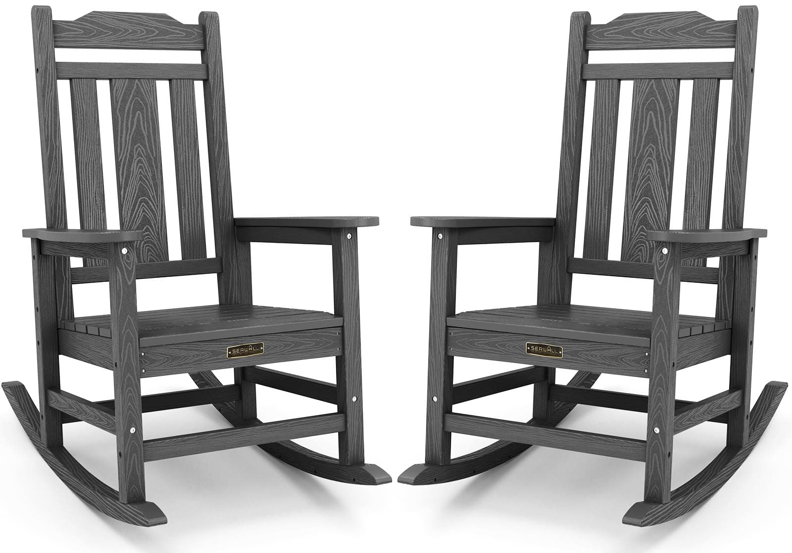 Outdoor Rocking Chair Gray Set of 2