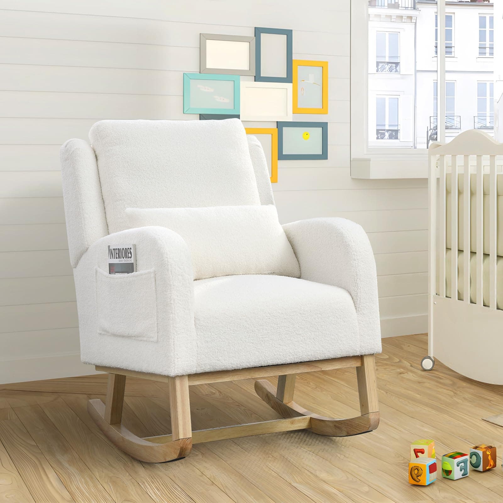Teddy Upholstered Wingback Rocking Chair for Nursery