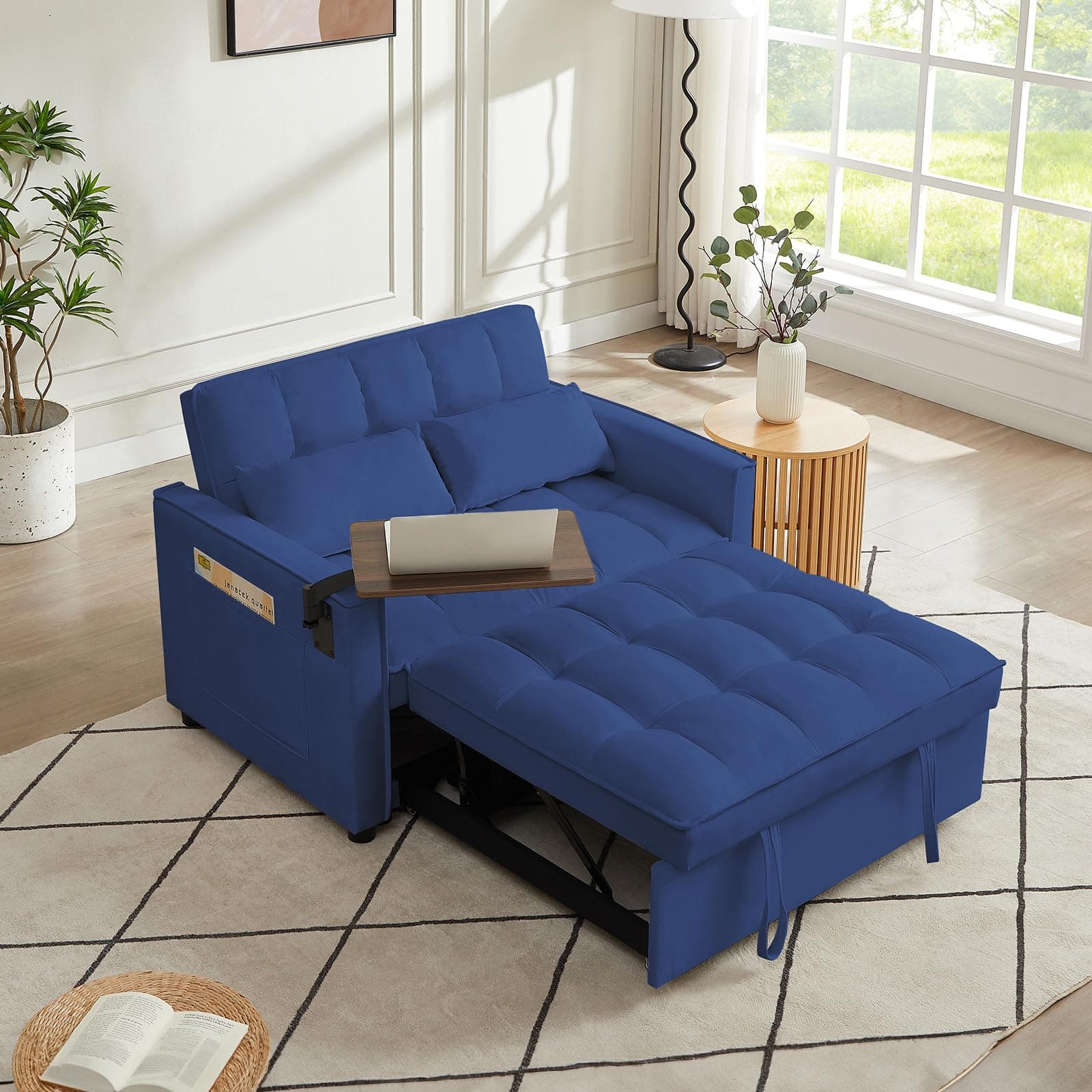 3 in 1 Sleeper Sofa Bed with Reclining Backrest & Table